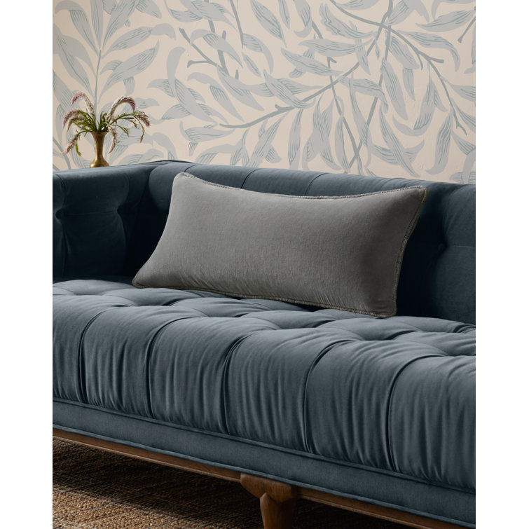 Liza Grey Velvet 12'' x 27'' Pillow with Down Insert