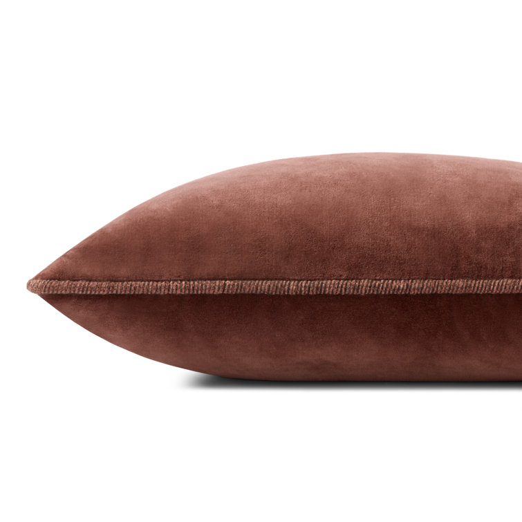 Cinnamon Cotton Velvet Rectangular Throw Pillow 21" x 13"