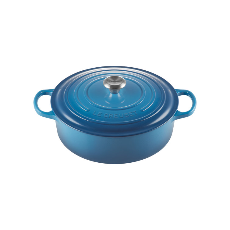 Marseille Blue Enameled Cast Iron Round Dutch Oven, 6.75 Qt