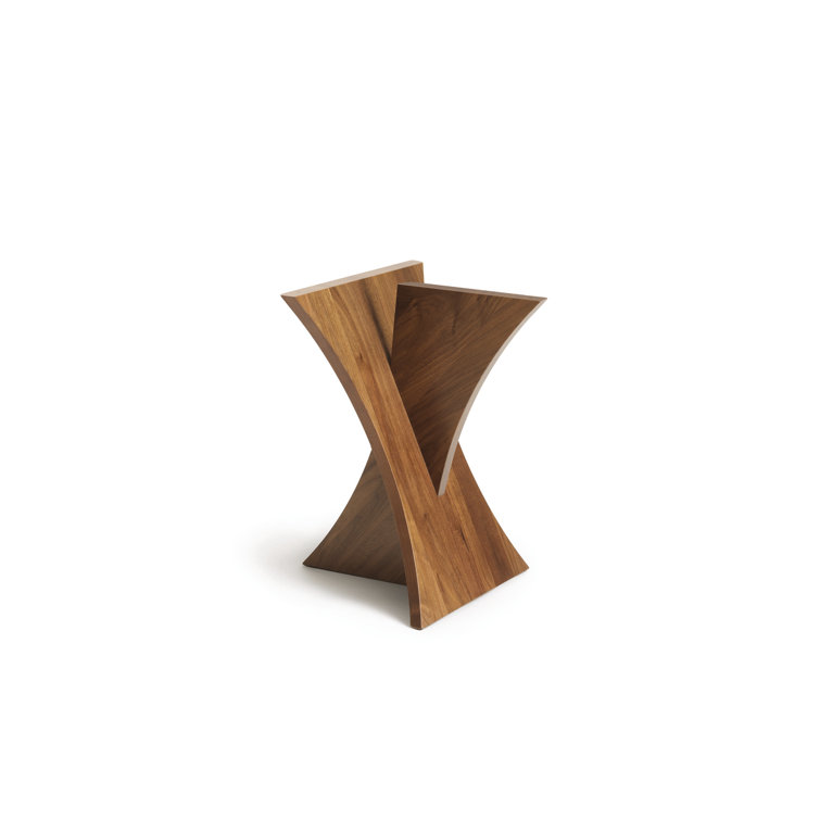 Round Wood and Glass Accent End Table