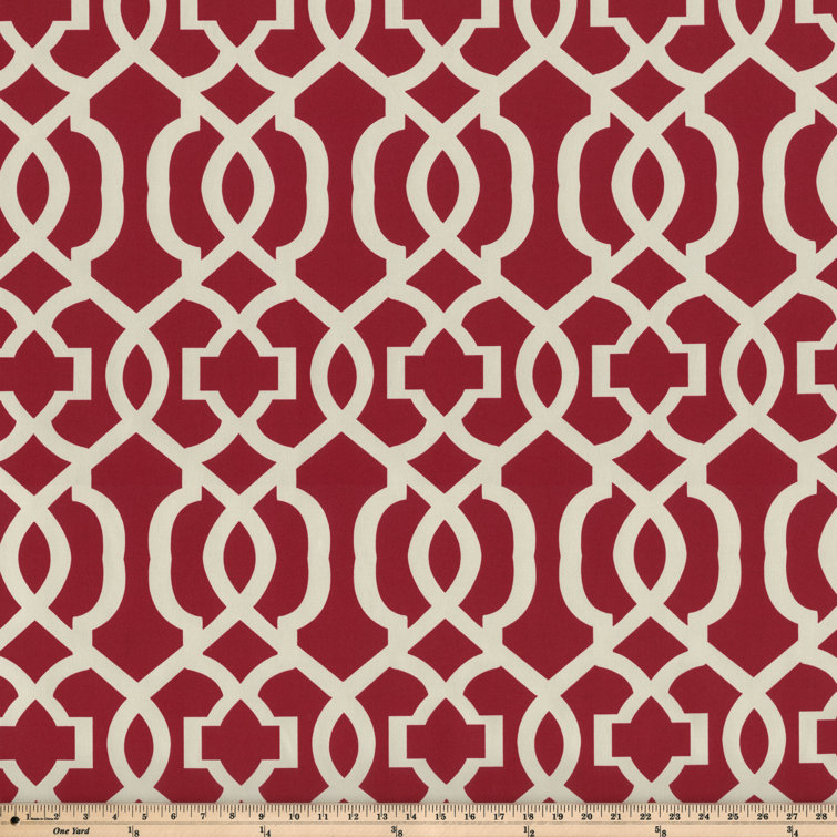Red and White Geometric Square Outdoor Throw Pillows Set