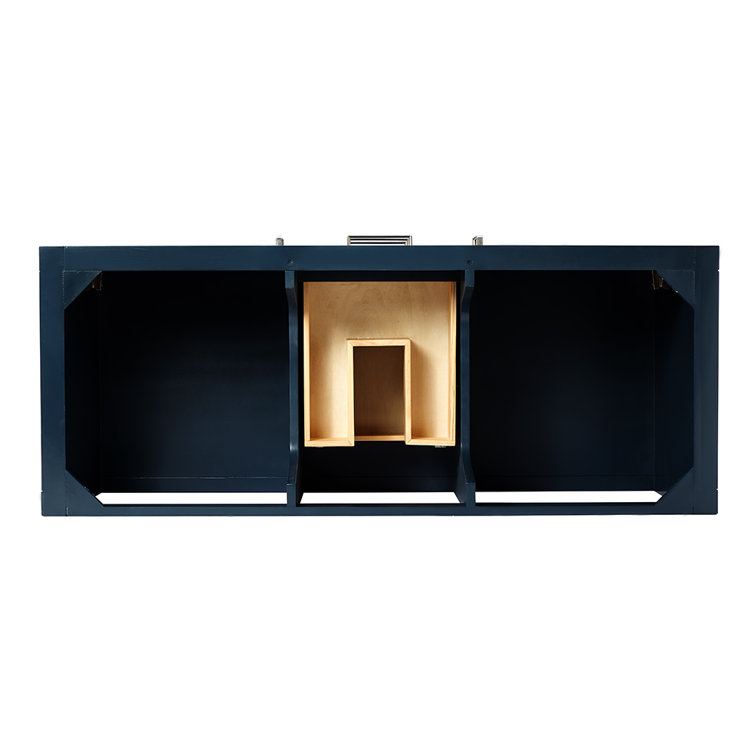 Midnight Blue Single Vanity with White Marble Top, 55"