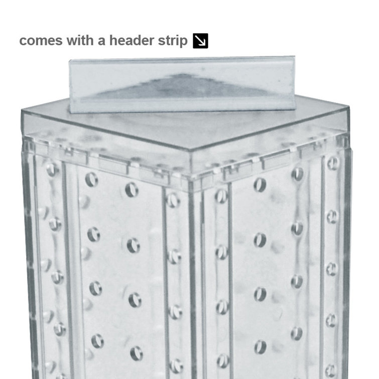 Black Four-Sided Revolving Pegboard Display Tower with Clear Base