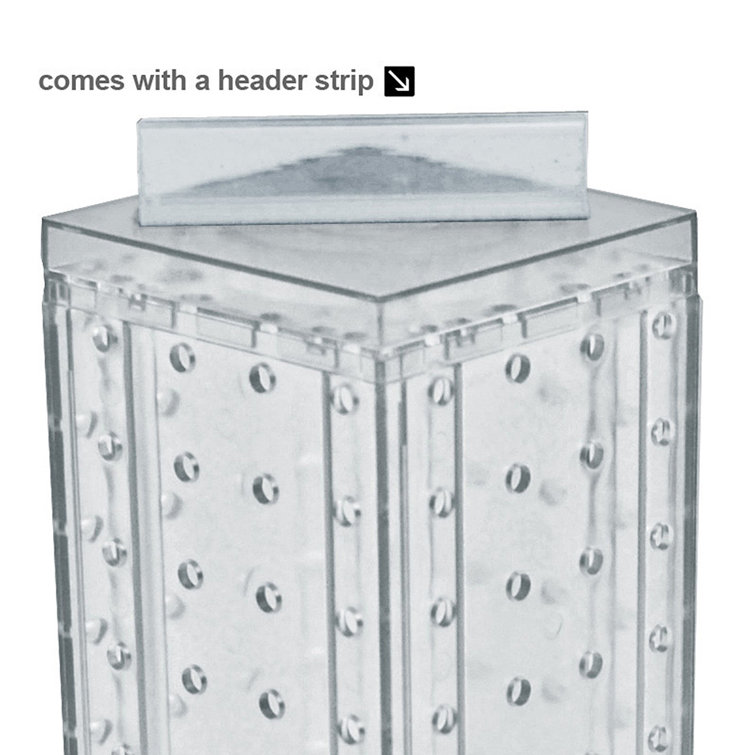 Green Four-Sided Revolving Pegboard Display Tower with Plastic Base