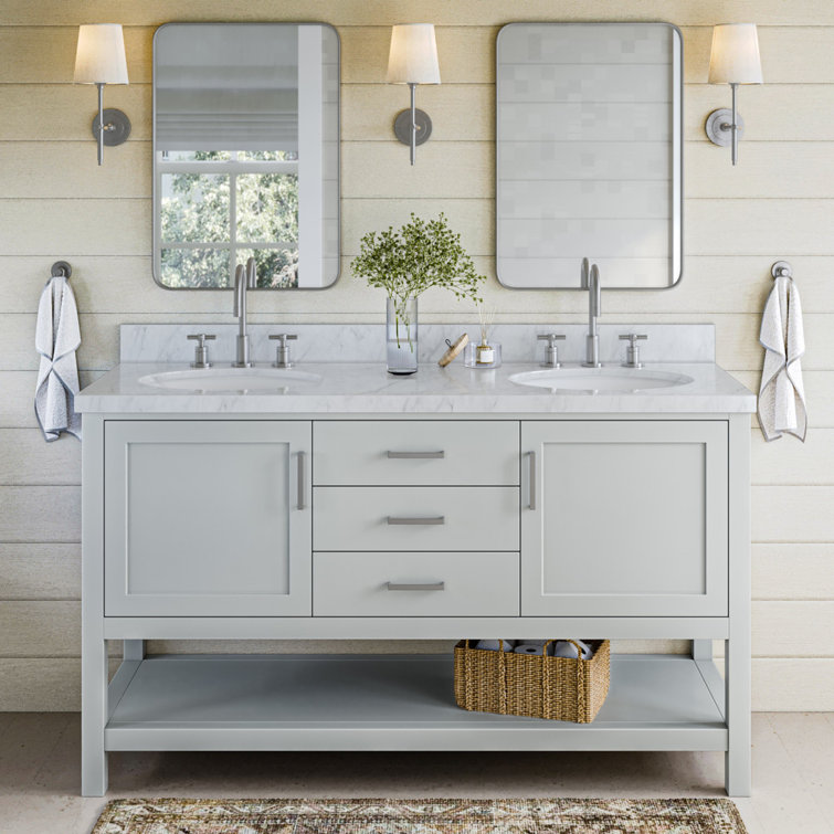Bayhill 60'' Gray Double Freestanding Bathroom Vanity Base