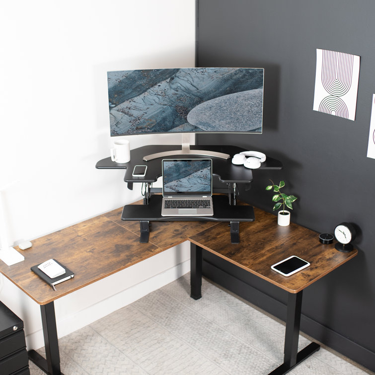 43" Black Steel Adjustable Standing Desk Converter