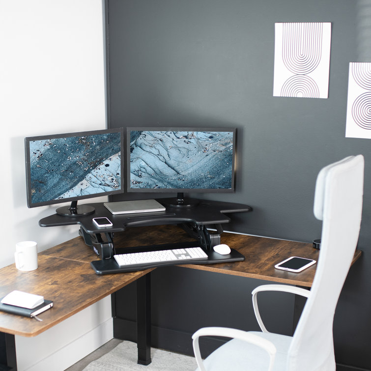 43" Black Steel Adjustable Standing Desk Converter