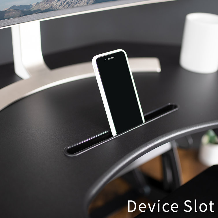 VIVO 43" Black Electric Adjustable Corner Desk Riser with USB