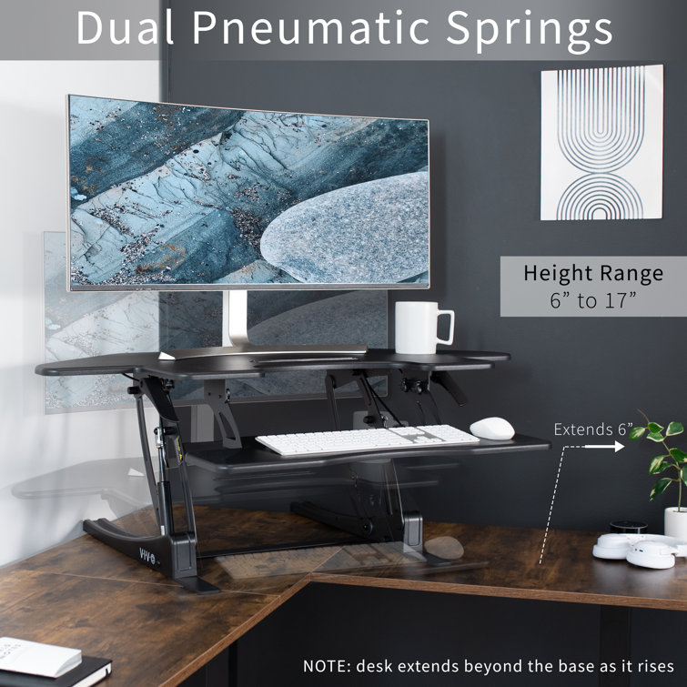 43" Black Steel Adjustable Standing Desk Converter