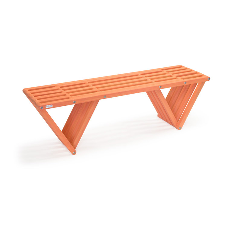 Modern Light Brown Solid Wood and Stainless Steel Bench