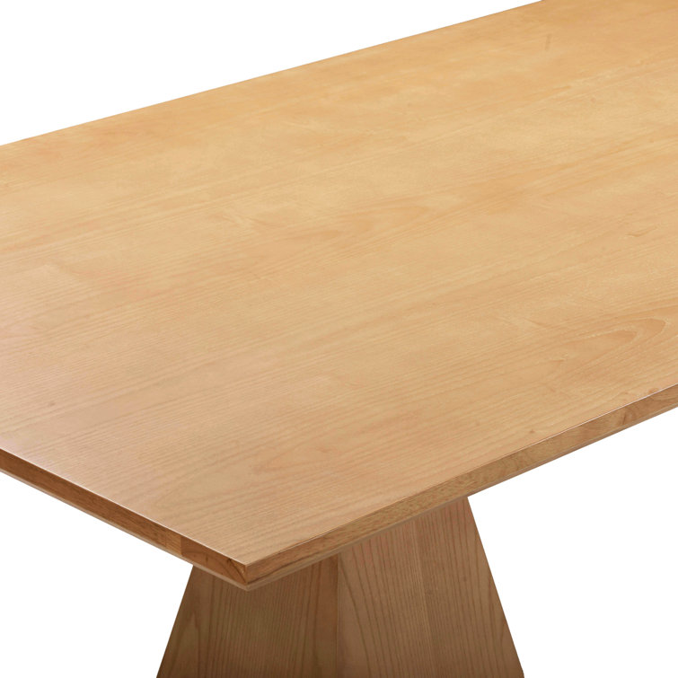 Natural Wood Rectangular Dining Table with Geometric Base