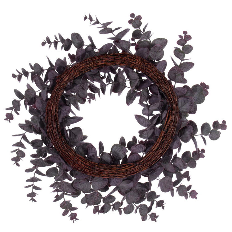 24'' Burgundy Spiral Eucalyptus Artificial Outdoor Wreath