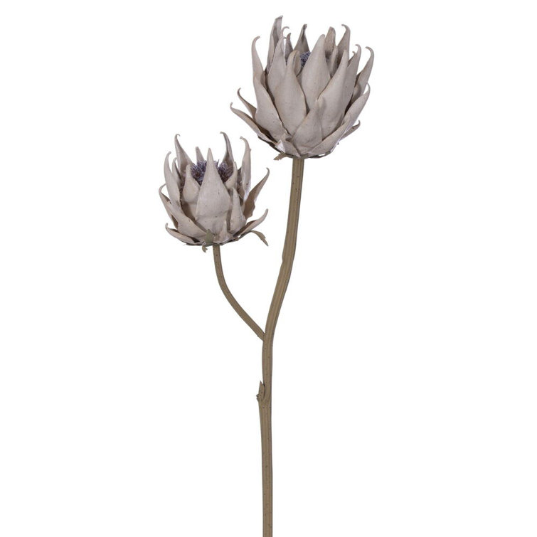 26'' Cream Protea Artificial Flower Stem with Iron Wire