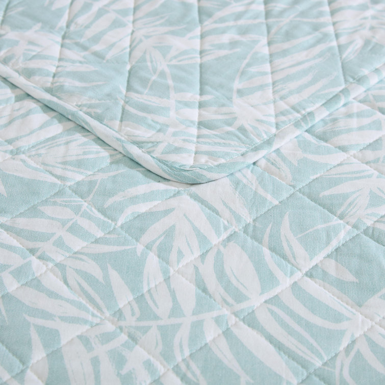 King Size Blue Cotton Reversible Quilt Set with Shams