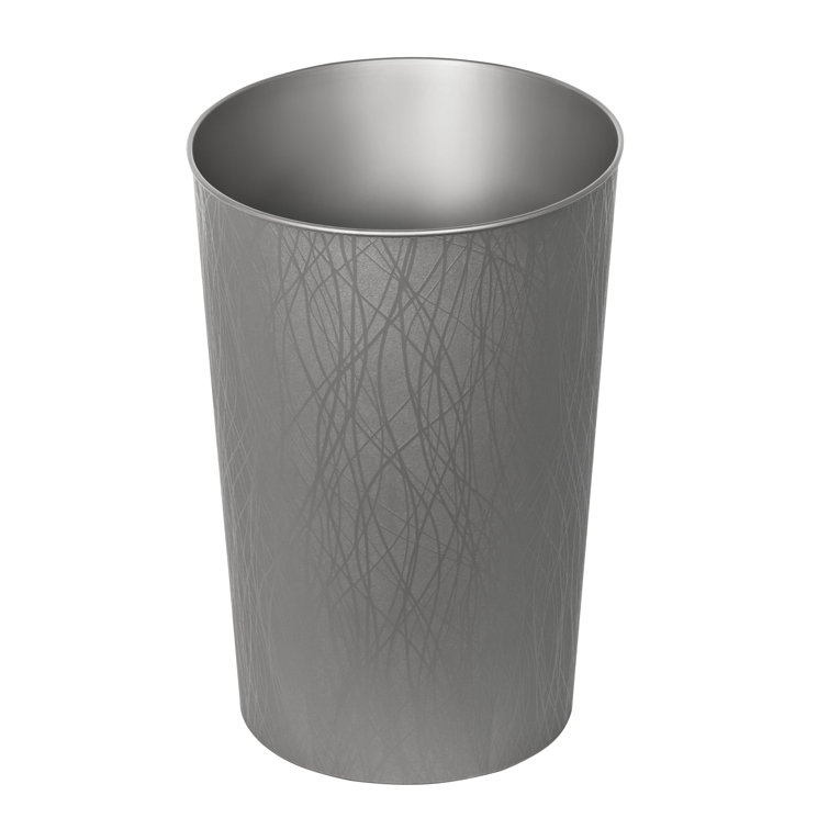 Silver Plastic Oval Decorative Waste Basket - 2.3 Gallons