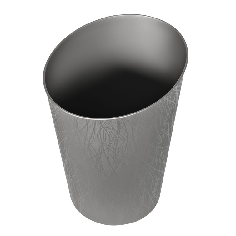 Silver Plastic Oval Decorative Waste Basket - 2.3 Gallons