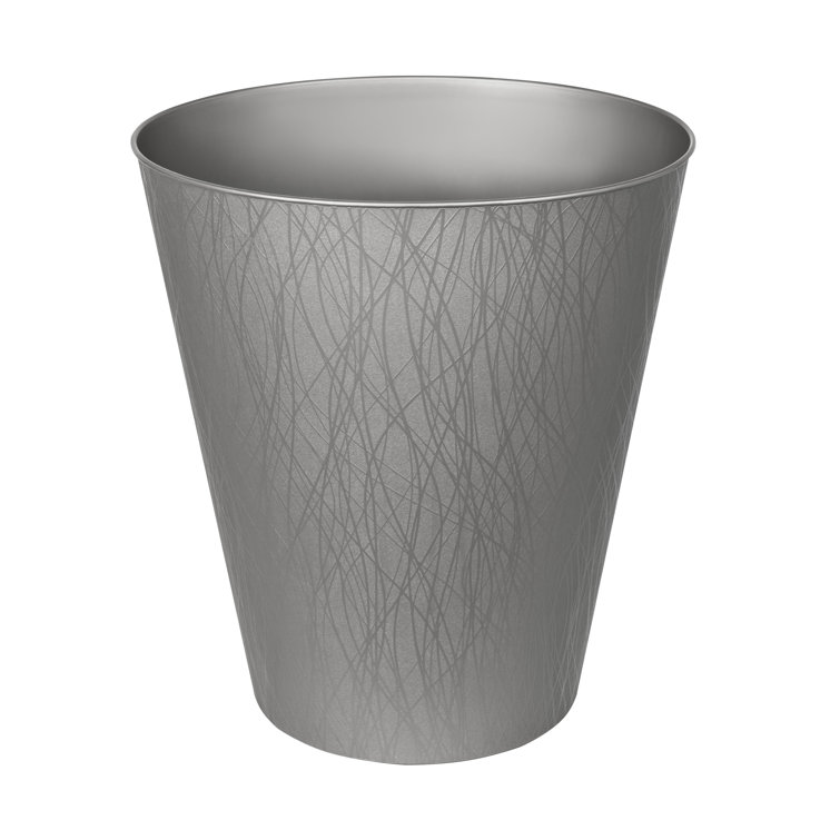 Silver Plastic Oval Decorative Waste Basket - 2.3 Gallons