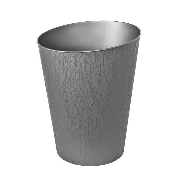 Silver Plastic Oval Decorative Waste Basket - 2.3 Gallons