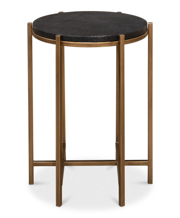 Stillwell 16'' Round Black Wood and Metal Side Table