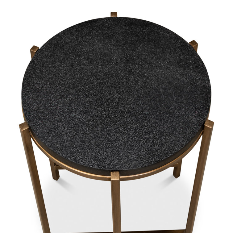 Stillwell 16'' Round Black Wood and Metal Side Table