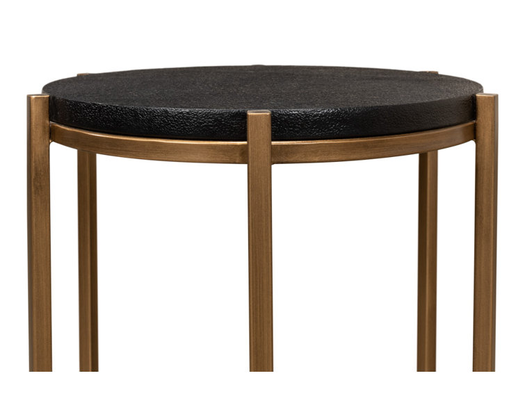 Stillwell 16'' Round Black Wood and Metal Side Table