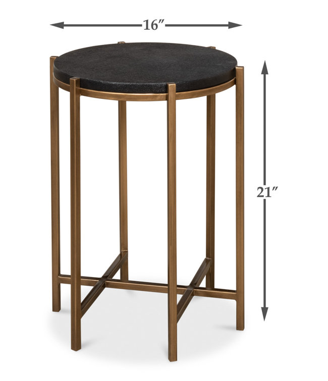 Stillwell 16'' Round Black Wood and Metal Side Table