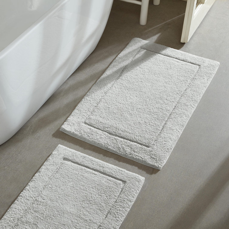 Gray Cotton 2-Piece Machine-Washable Bathroom Rug Set