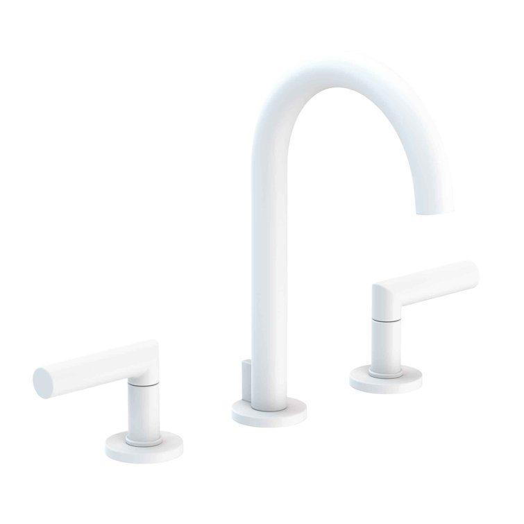Matte White Brass Widespread Bathroom Faucet with ADA Compliant Lever Handles
