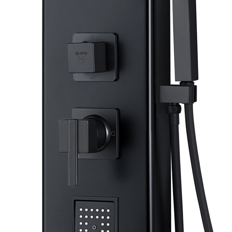 Matte Black Stainless Steel 59" Shower Panel with Adjustable Head