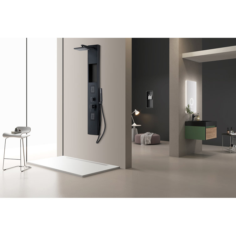 Matte Black Stainless Steel 59" Shower Panel with Adjustable Head