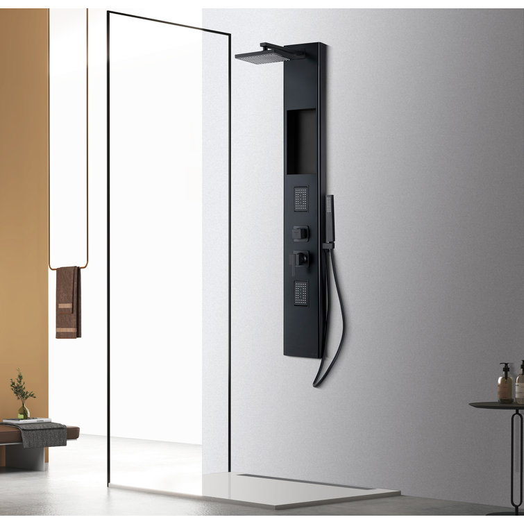 Matte Black Stainless Steel 59" Shower Panel with Adjustable Head