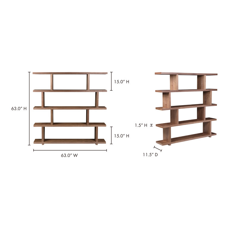 Miri Large 63'' Walnut Veneer Mid-Century Modern Bookcase