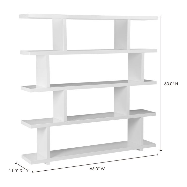 Annora Mid-Century Modern Wide White Bookcase