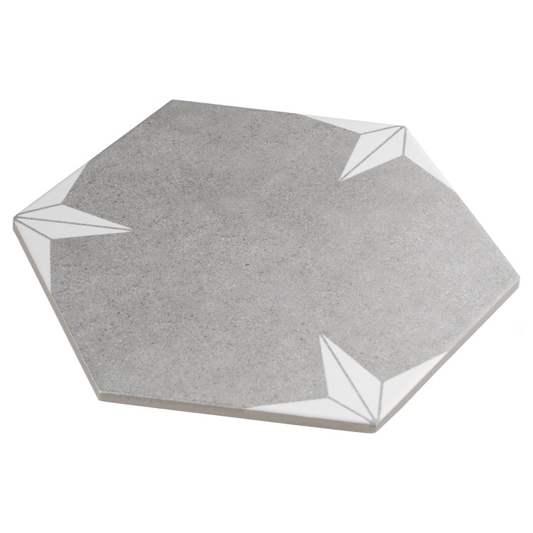 Stella Hex Gray and White Porcelain Floor and Wall Tile
