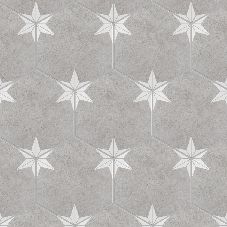 Stella Hex Gray and White Porcelain Floor and Wall Tile