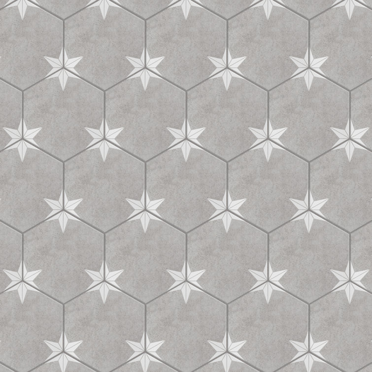 Stella Hex Gray and White Porcelain Floor and Wall Tile