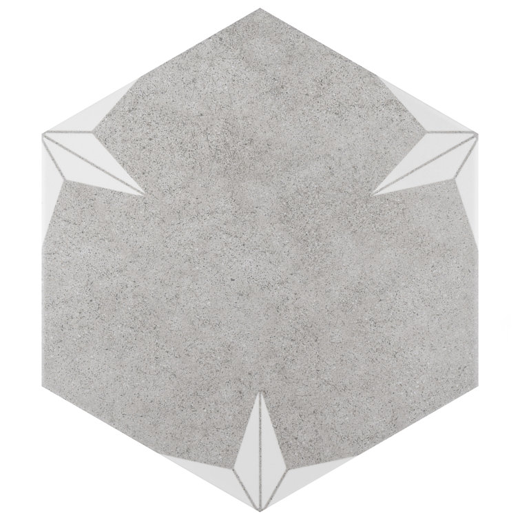 Stella Hex Gray and White Porcelain Floor and Wall Tile