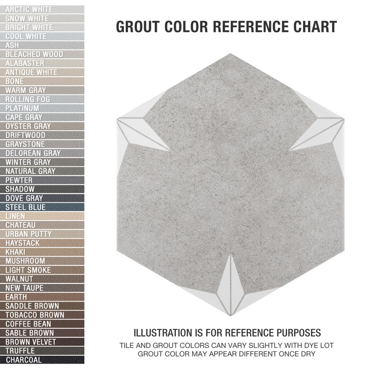 Stella Hex Gray and White Porcelain Floor and Wall Tile