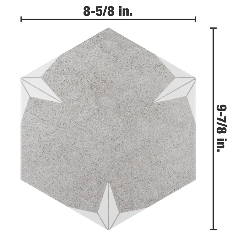 Stella Hex Gray and White Porcelain Floor and Wall Tile