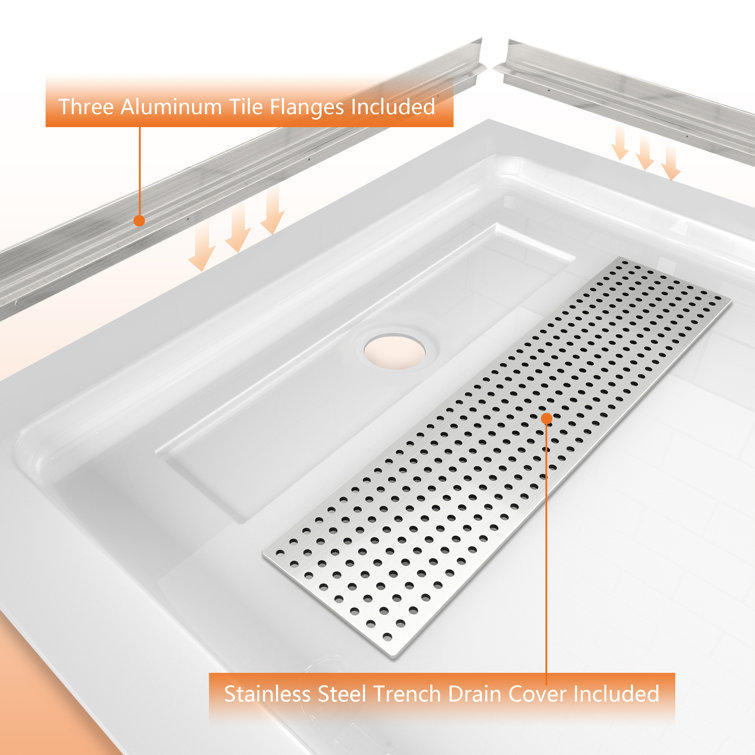 White Acrylic 60'' x 36'' Rectangle Shower Base