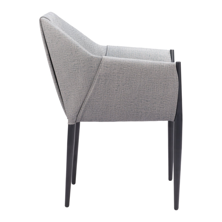 Slate Gray Upholstered Arm Chair with Metal Legs