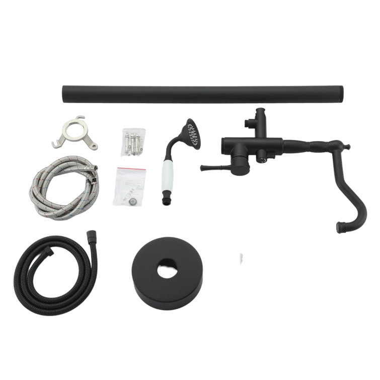 Matte Black Stainless Steel Freestanding Bathtub Faucet with Hand Shower