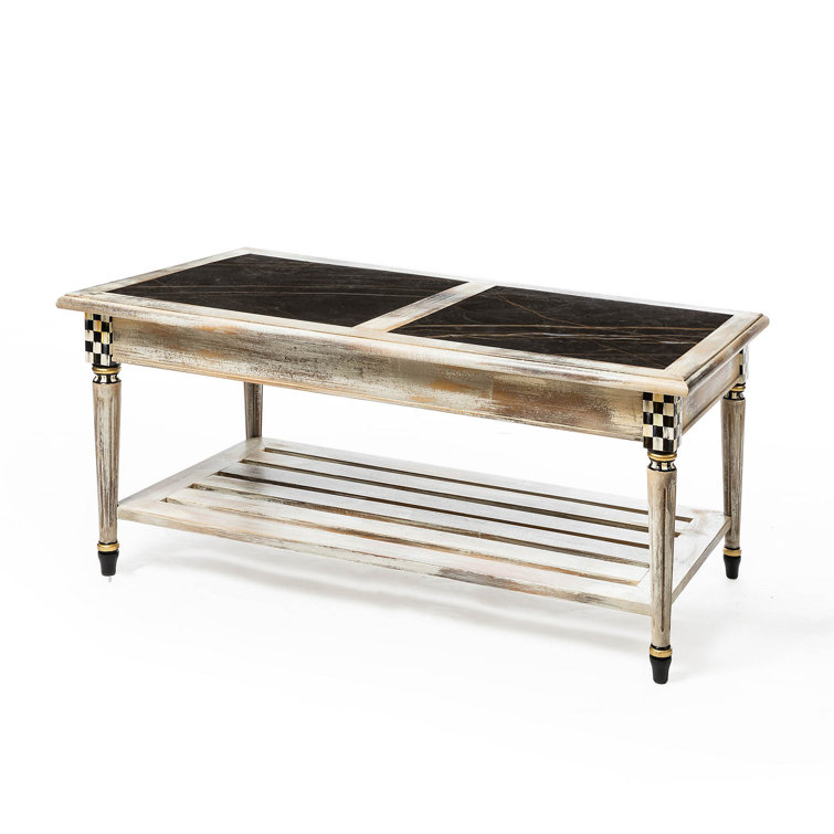 Tuscan Farmhouse Beechwood Coffee Table with Storage Shelf
