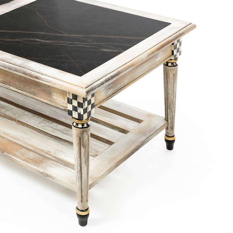 Tuscan Farmhouse Beechwood Coffee Table with Storage Shelf