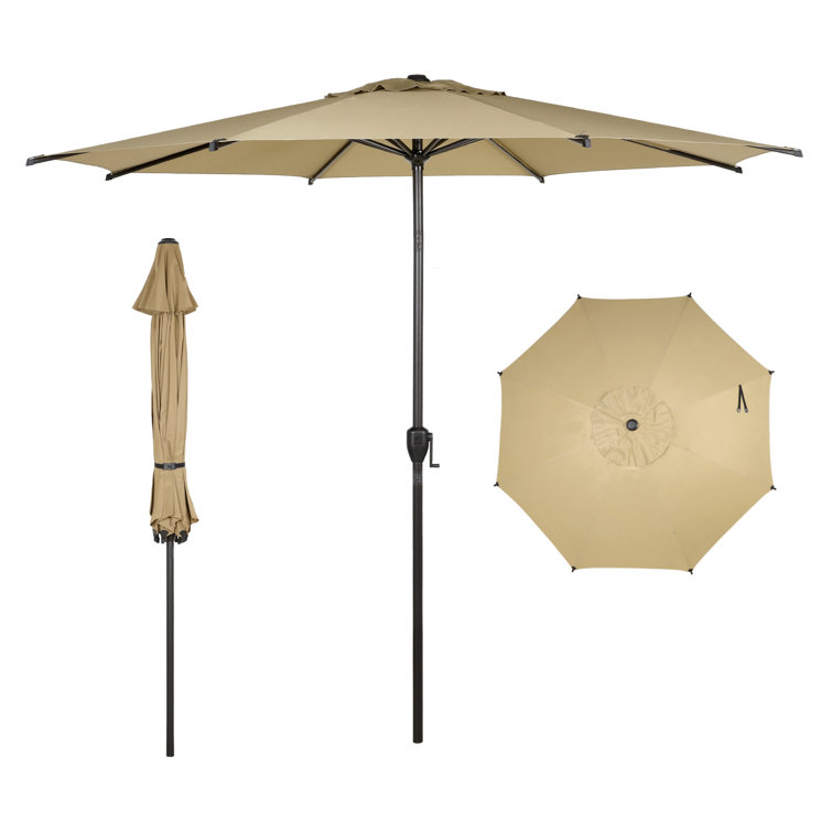 Lyon 9ft Brown Steel Outdoor Patio Umbrella
