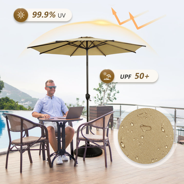 Lyon 9ft Brown Steel Outdoor Patio Umbrella