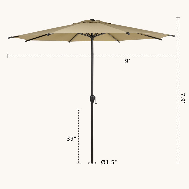 Lyon 9ft Brown Steel Outdoor Patio Umbrella