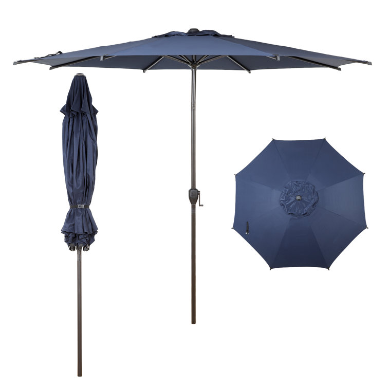 Lyon 9FT Dark Blue Polyester Outdoor Patio Umbrella