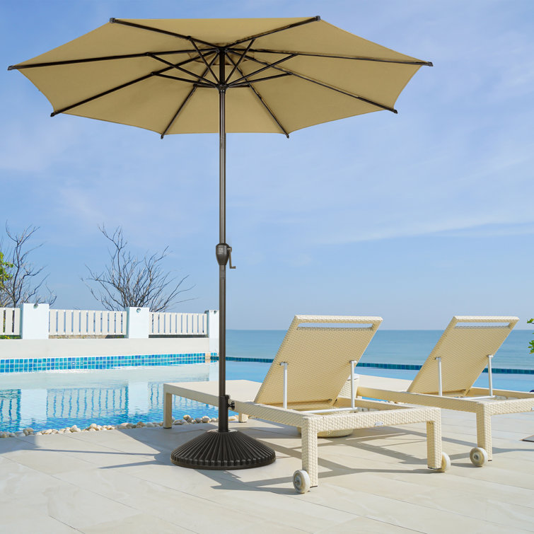 Lyon 9ft Brown Steel Outdoor Patio Umbrella