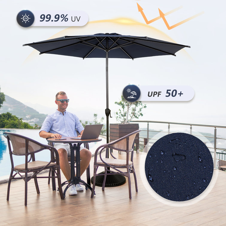 Lyon 9FT Dark Blue Polyester Outdoor Patio Umbrella